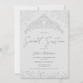 Princess tiara silver glitter gray photo Sweet 16 Invitation (Front)