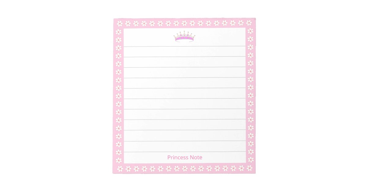 Princess Tiara & White Flowers on Lined Notepad | Zazzle