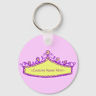 Princess Tiara Yellow Crown Custom Name Keychain
