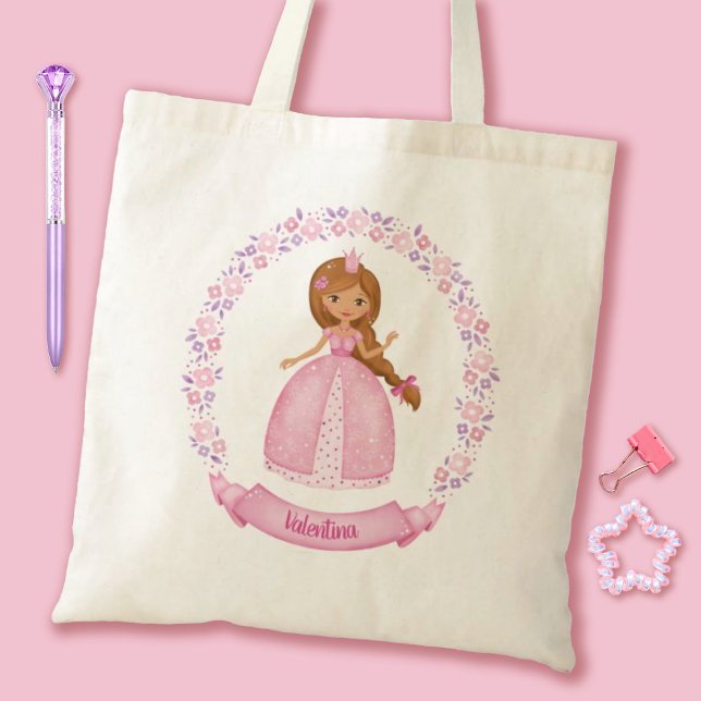 Princess Tote Bag (A cute pink Princess tote bag. Personalzie it withyour girls name.)