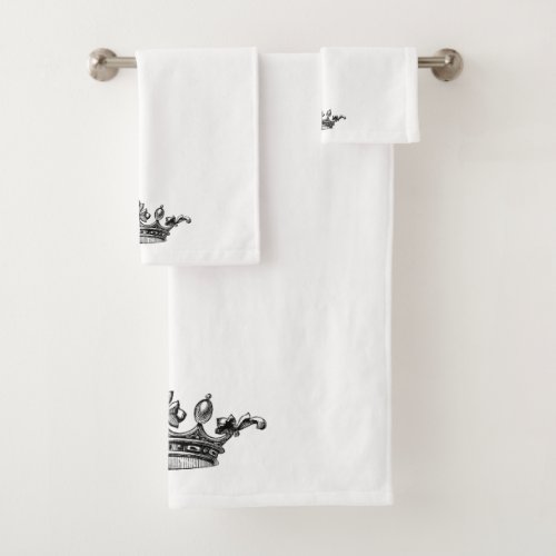 Princess Towel set with crown in white