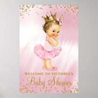 Princess Tutu Baby Shower Welcome Sign Brunette