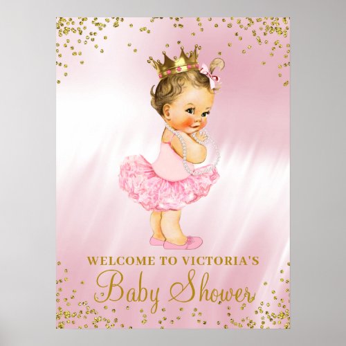 Princess Tutu Baby Shower Welcome Sign Brunette