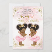 Princess Tutu Crown Ethnic Twin Girls Baby Shower Invitation (Back)