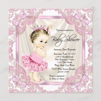 Princess Tutu Pearls Ballerina Baby Shower Invitation by The_Vintage_Boutique at Zazzle