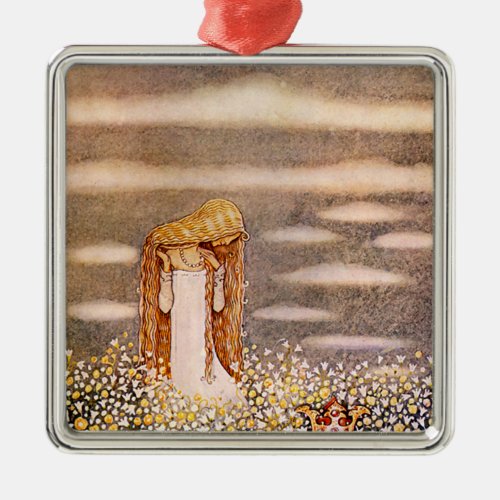 Princess Tuvstarr John Bauer Watercolor Metal Ornament