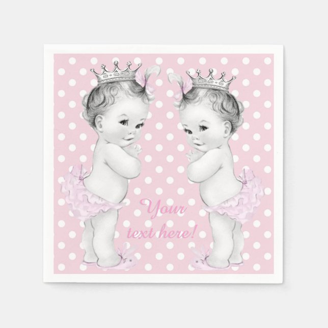 Princess Twin Girl Shower Napkins (Front)