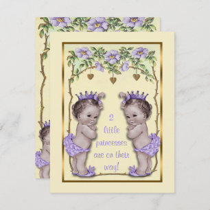 Princess Twin Vintage Roses & Hearts Baby Shower Invitation