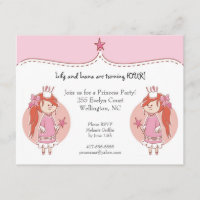 Princess Twins Birthday Party Invitations