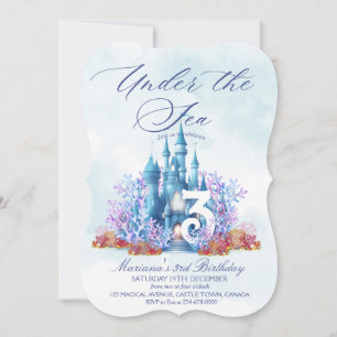 Princess Under the Sea Happy 3rd Birthday Party Invitation