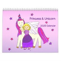Princess & Unicorn 2025 Calendar