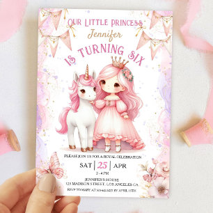 Princess Unicorn 6th Birthday Girl Pink Invitation