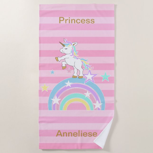 Princess Unicorn 🦄 Beach Towel (Front)
