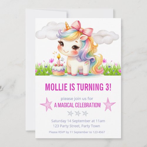 Princess Unicorn Birthday Party Invitation