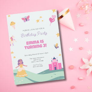 Princess Unicorn Birthday Party Invitation