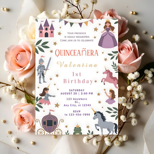 Princess Unicorn Castle 1st Birthday Invitation (Creator Uploaded)