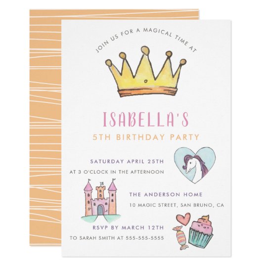 Princess Unicorn Castle Fairytale Birthday Party Invitation