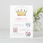 Princess Unicorn & Castle Fairytale Birthday Party Invitation (Standing Front)