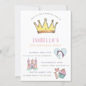 Princess Unicorn & Castle Fairytale Birthday Party Invitation (Front)