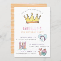 Princess Unicorn & Castle Fairytale Birthday Party Invitation