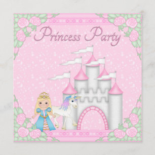 Princess, Unicorn & Castle Pink Princess Party Invitation