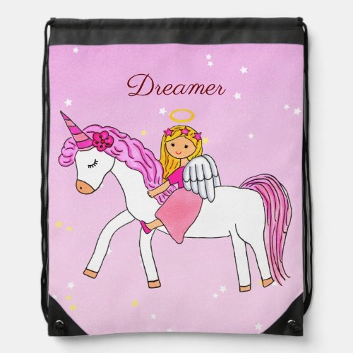 Princess & Unicorn Dreamer  Drawstring Bag