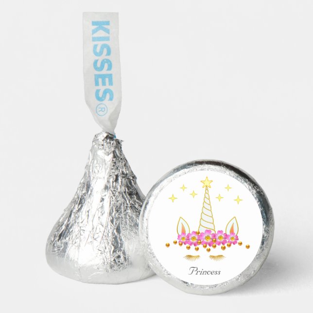 Princess Unicorn, Flowers, Stars & Gold Confetti  Hershey®'s Kisses® (Front)
