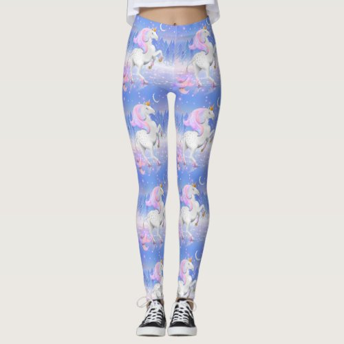 Princess Unicorn Forest Scene Leggings