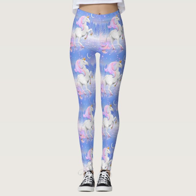 Princess Unicorn Forest Scene Leggings (Front)