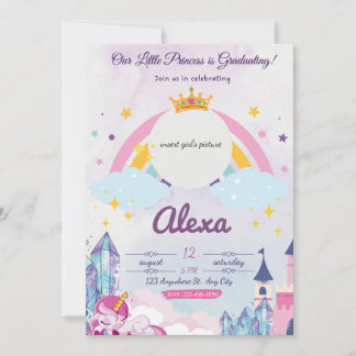 Princess Unicorn Graduation Invitation for Girls