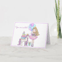 Princess Unicorn Modern Girly Watercolor Birthday