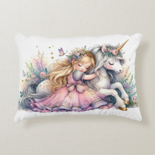 Princess Unicorn Pastel Fairytale Fantasy Accent Pillow