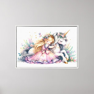Princess Unicorn Pastel Fairytale Fantasy Canvas Print