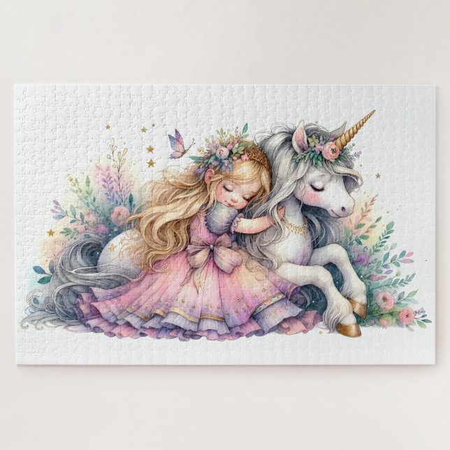 Princess Unicorn Pastel Fairytale Fantasy Jigsaw Puzzle (Horizontal)
