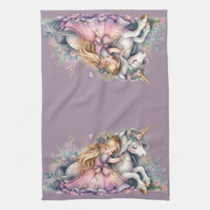 Princess Unicorn Pastel Fairytale Fantasy Lavender Kitchen Towel