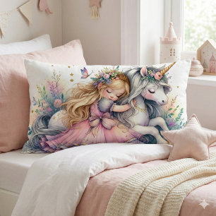Princess Unicorn Pastel Fairytale Fantasy Lumbar Pillow