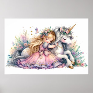 Princess Unicorn Pastel Fairytale Fantasy Poster