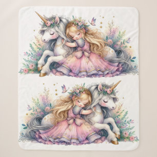 Princess Unicorn Pastel Fairytale Fantasy Sherpa Blanket