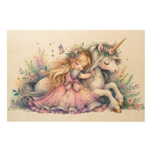Princess Unicorn Pastel Fairytale Fantasy Wood Wall Art