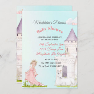 Princess Unicorn Pink Blue Baby Girl Shower Invi Invitation