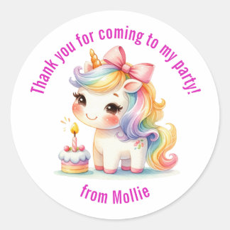 Princess Unicorn Thank You Classic Round Sticker