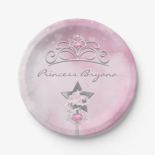 Princess Wand  Crown Silver Pink Party Plates