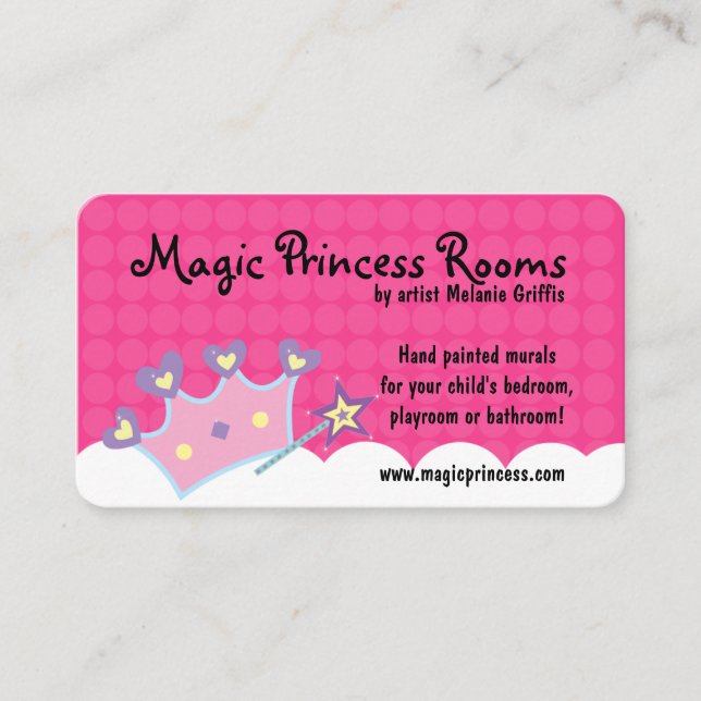 Princess Wand Pink Dot Business Card (Front)