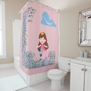 Princess Water Bubbles Shower Cloth - Pink Curtain