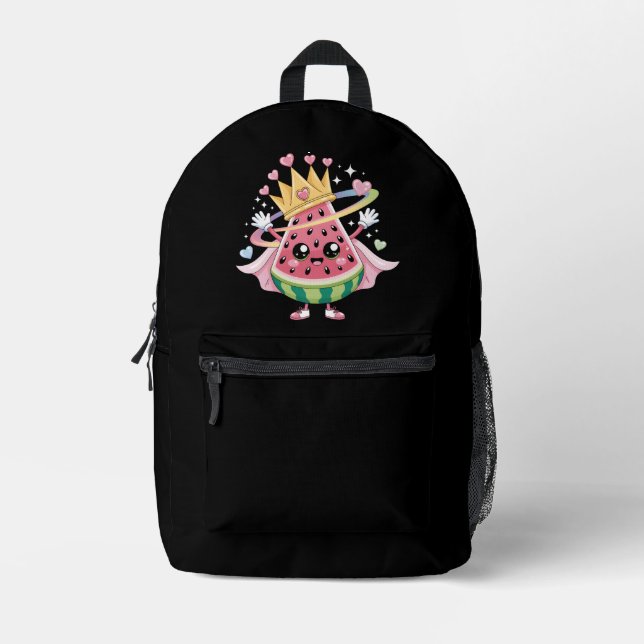 Princess Watermelon Toddler Girls Crown Hearts  Printed Backpack (Front)