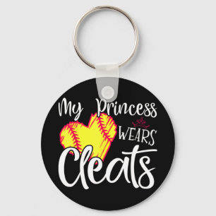 Princess Wears Cleats Softball Mom Dad Baseball Pl Keychain