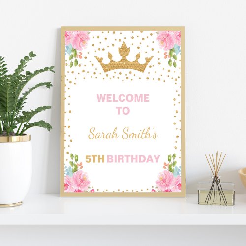 Princess Welcome Sign Princess Birthday Welcome Poster