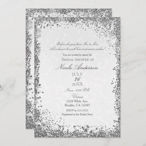 Princess White Damask Storybook Bridal Shower Invitation