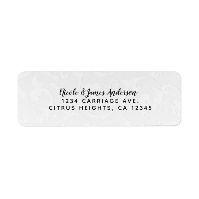 Princess White Damask Storybook Elegant Wedding Label (Front)