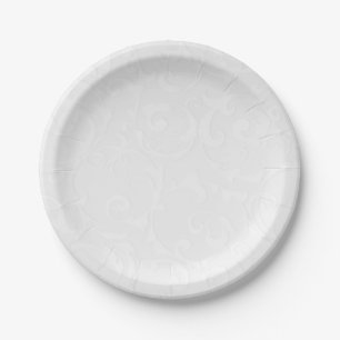 Princess White Damask Storybook Elegant Wedding Paper Plates